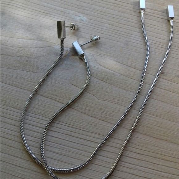 Extra long silver dangling earrings - Picture 3 of 7